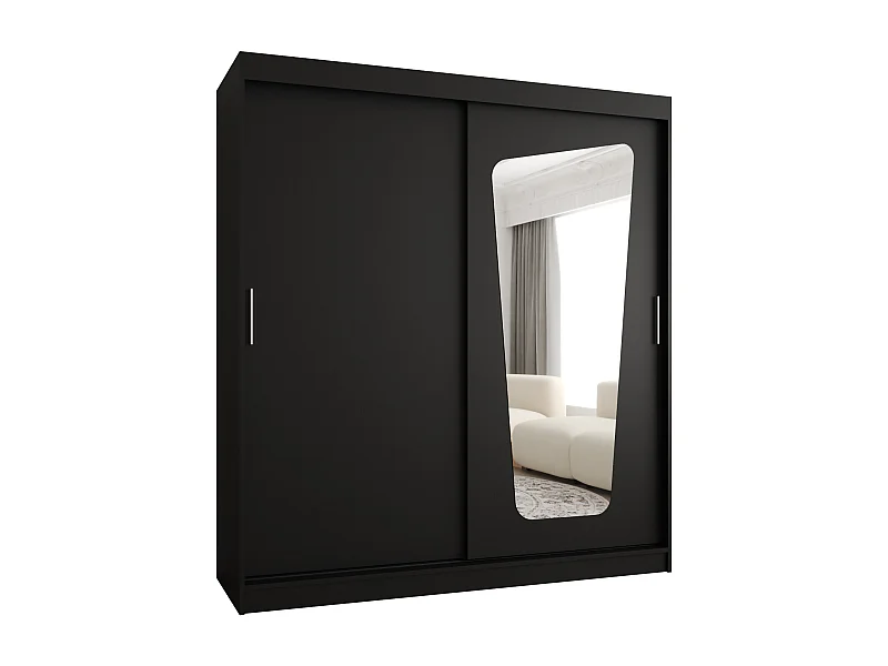 SCHWEBETÜRENSCHRANK MOKA 200/180/62 2-Türig (Schwarz)