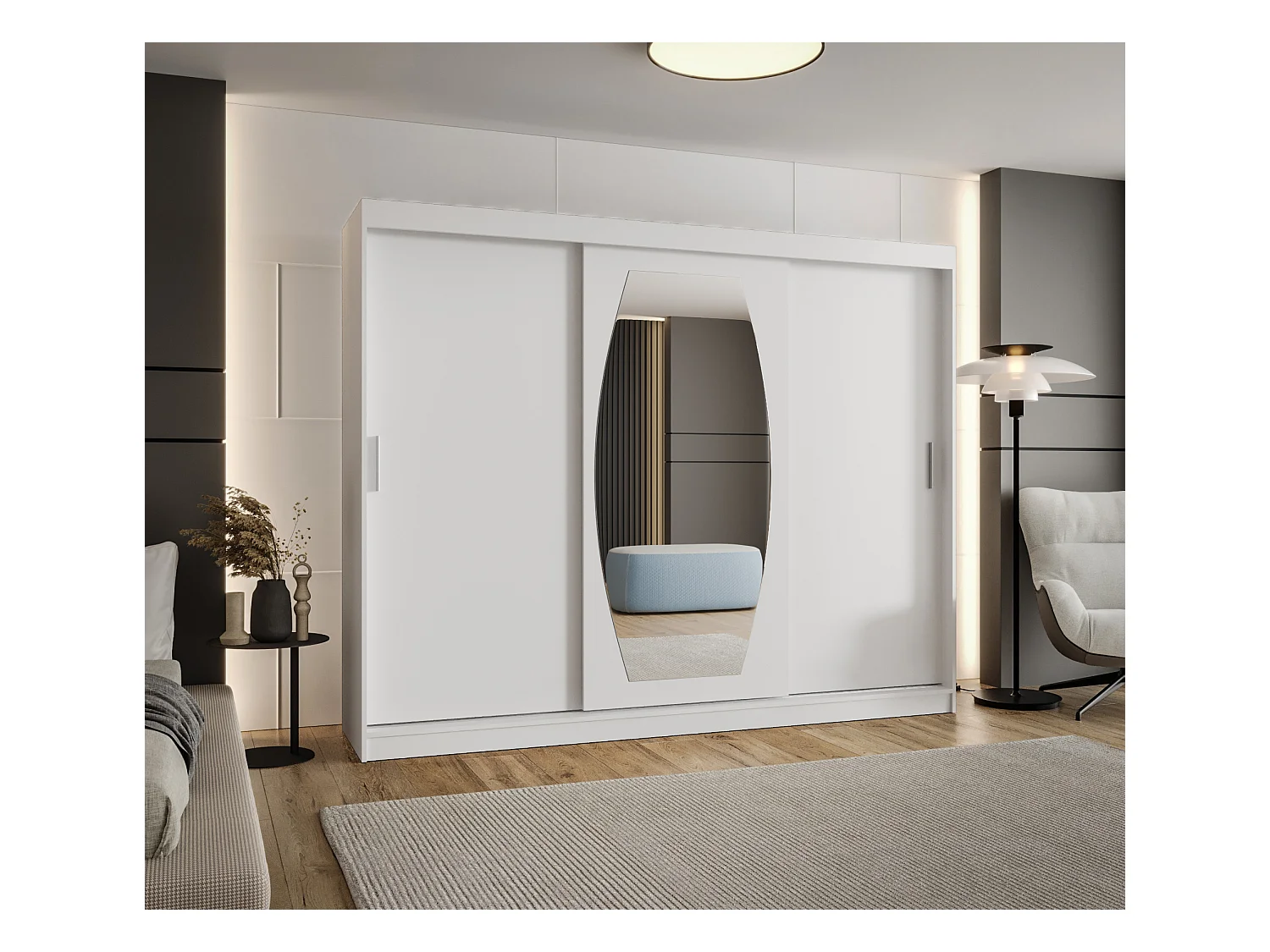 Armoire Rossa À Portes Coulissantes 200/250/62 3 portes (Blanc)