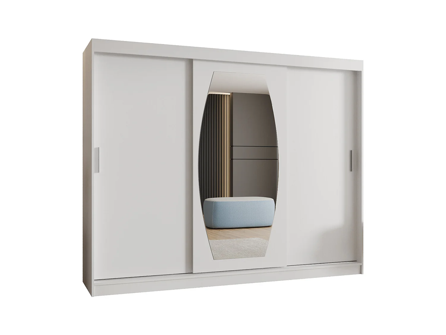 SCHWEBETÜRENSCHRANK ROSSA 200/250/62 3-Türig (Weiß)
