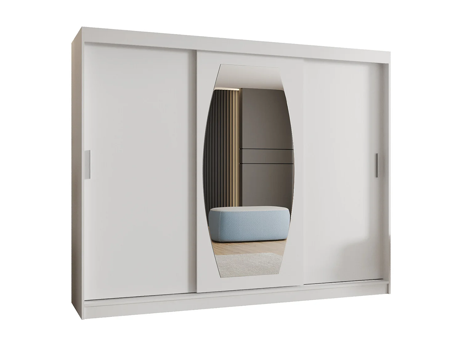 Armadio ROSSA ad ante scorrevoli 200/250/62 3 porte (bianco)