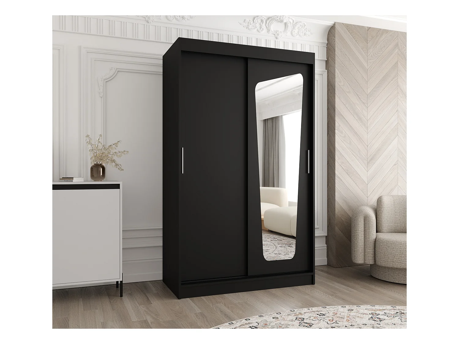 Armoire Moka À Portes Coulissantes 200/120/62 2 portes (Noir)