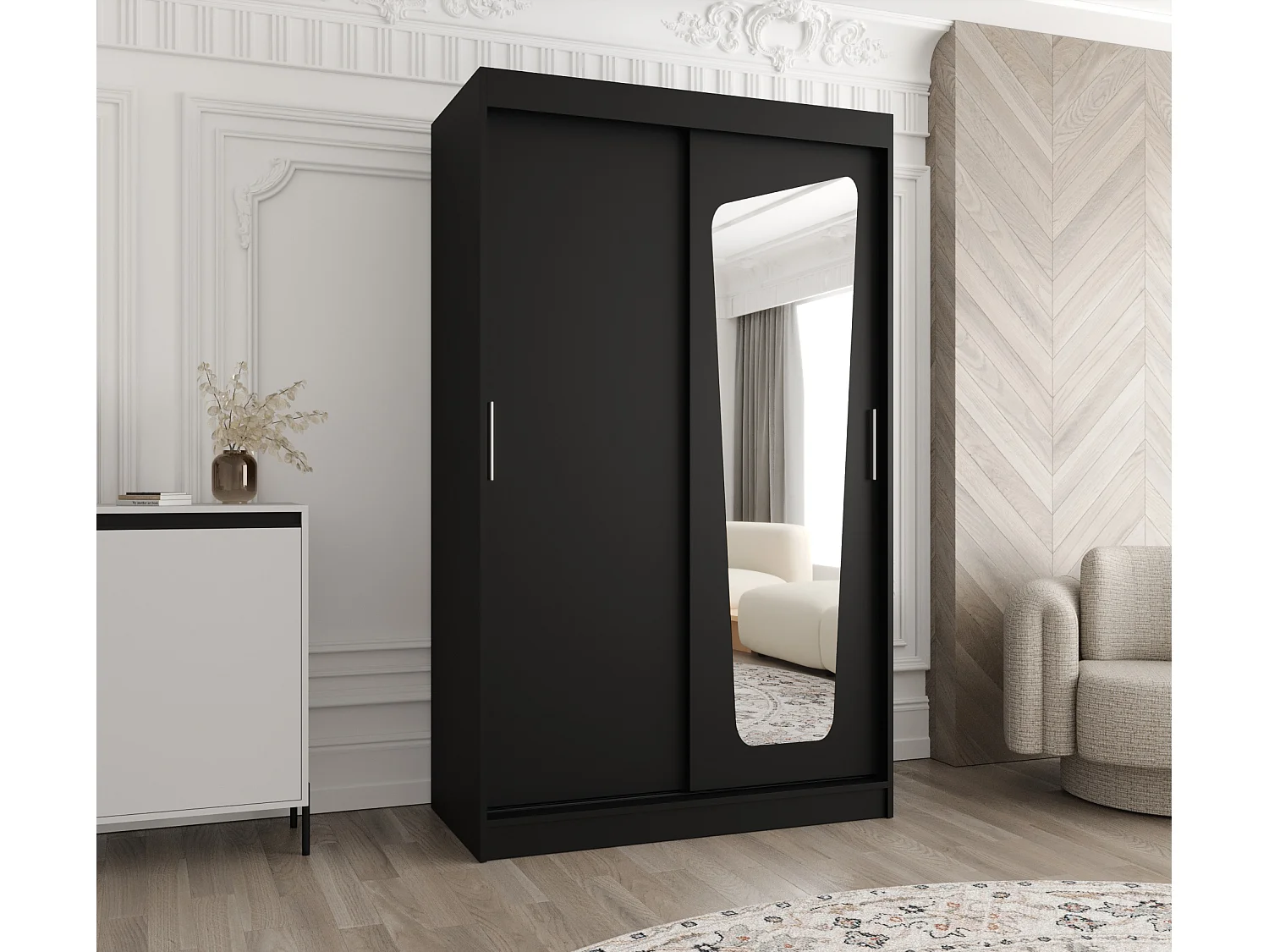 Armoire Moka À Portes Coulissantes 200/120/62 2 portes (Noir)