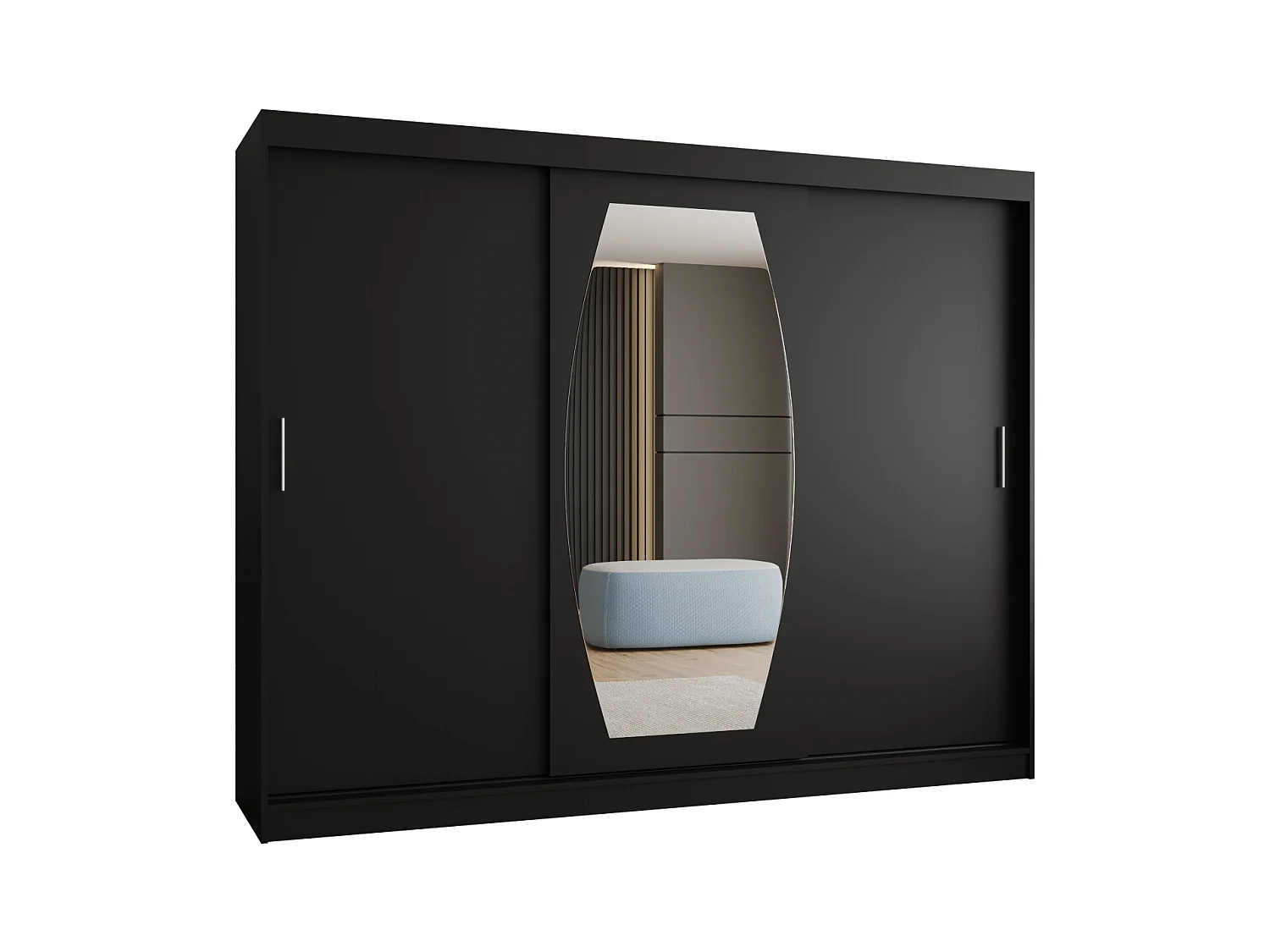 SCHWEBETÜRENSCHRANK ROSSA 200/250/62 3-Türig (Schwarz)