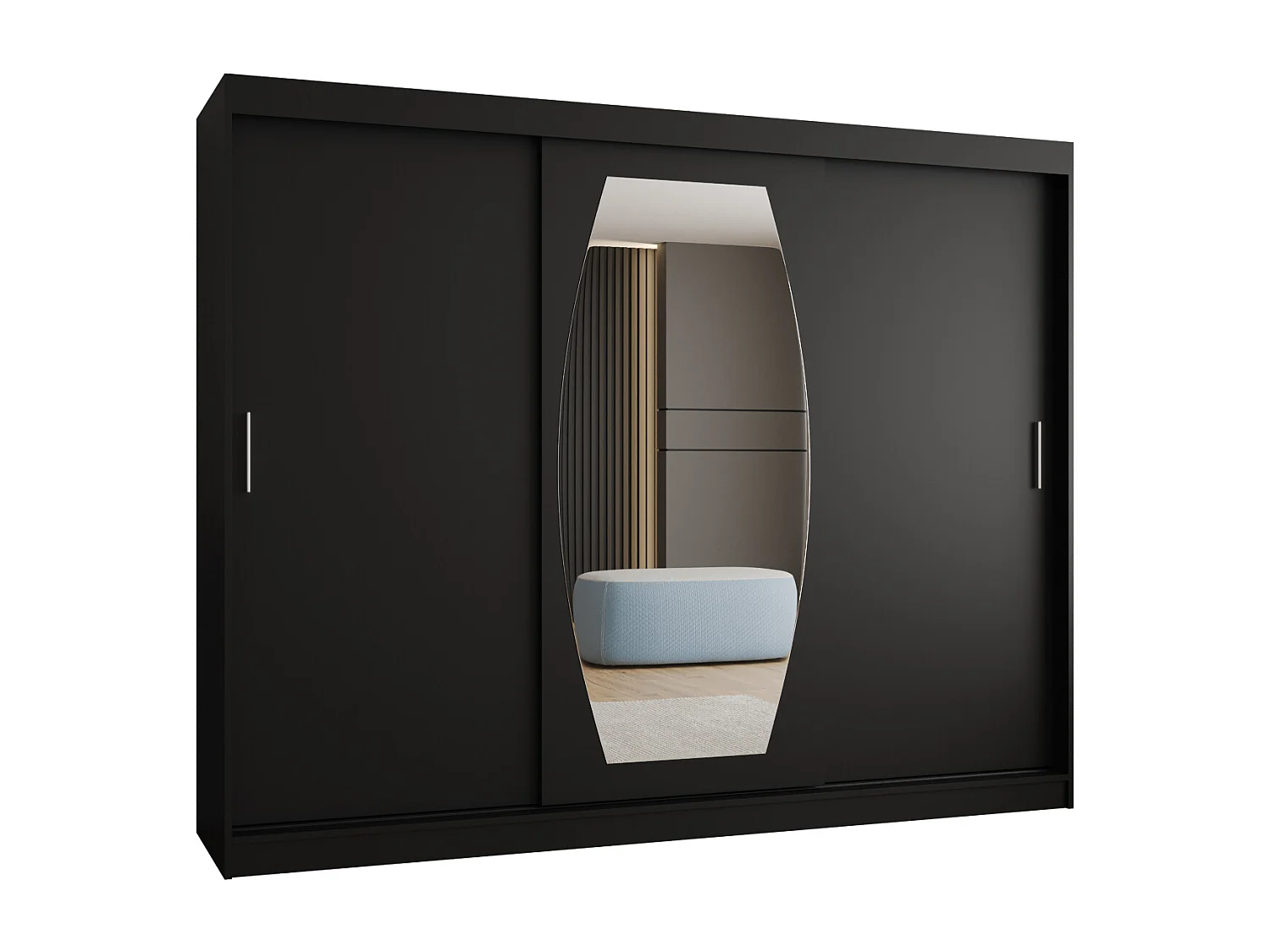 Armario ROSSA de puertas correderas 200/250/62 3 puertas (negro)