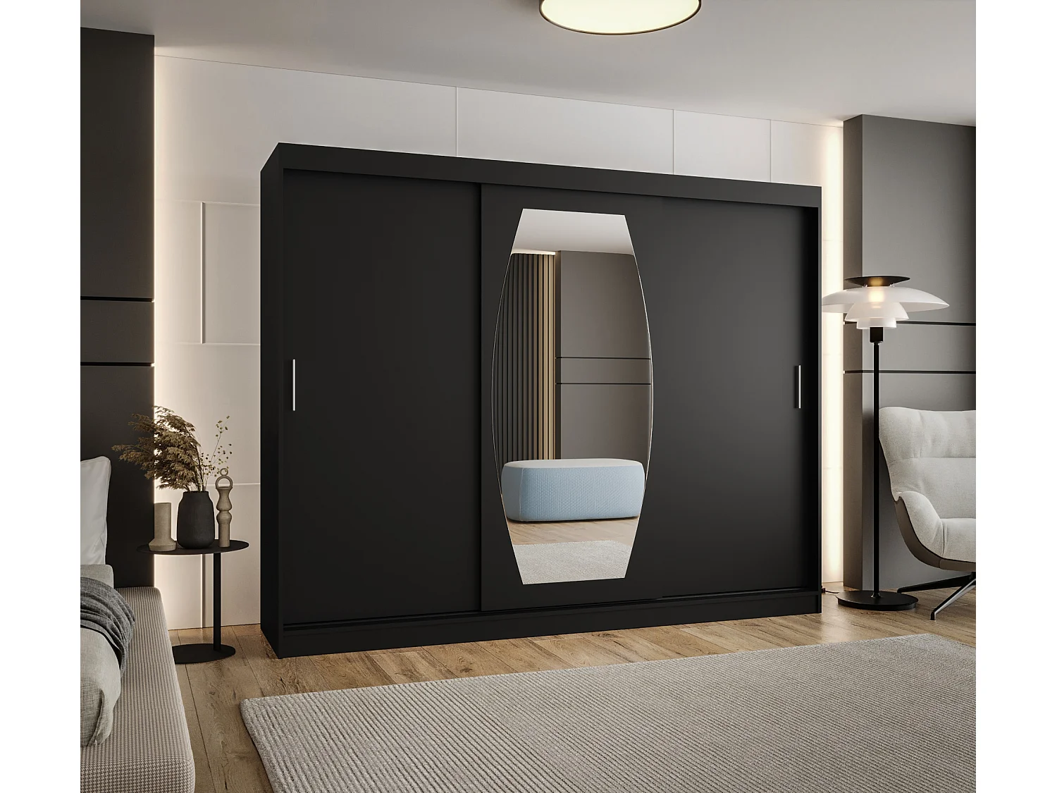 Armario ROSSA de puertas correderas 200/250/62 3 puertas (negro)