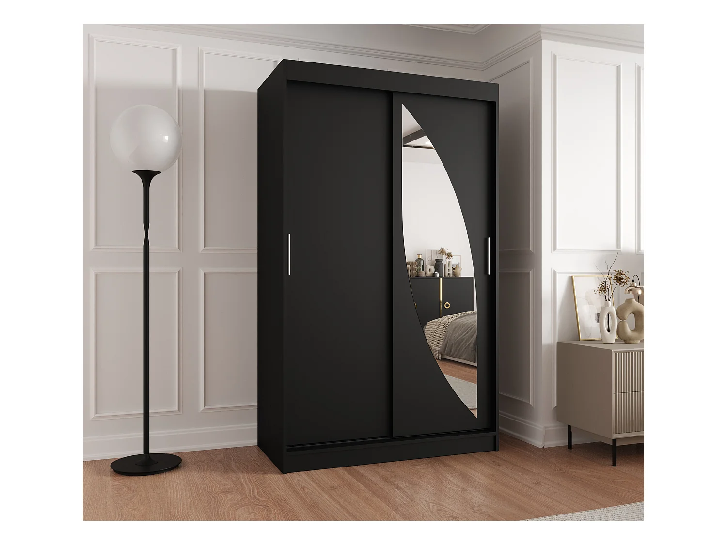 Armoire Milo À Portes Coulissantes 200/120/62 2 portes (Noir)