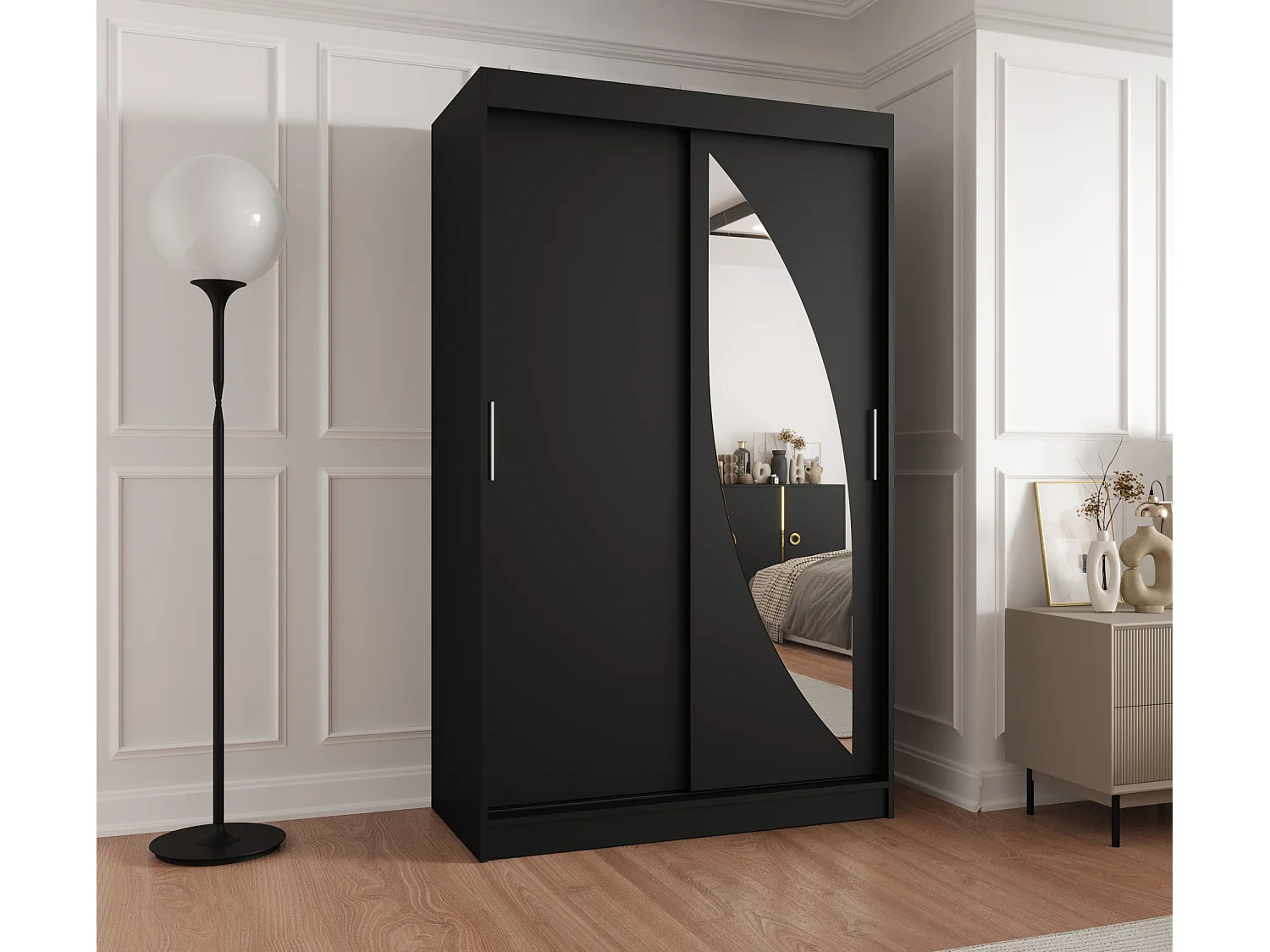 Armario MILO de puertas correderas 200/120/62 2 puertas (negro)