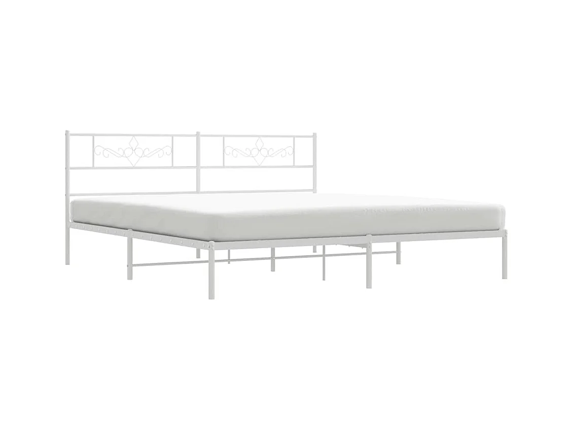 Cadre de lit métal sans matelas et tête de lit blanc 183x213 cm