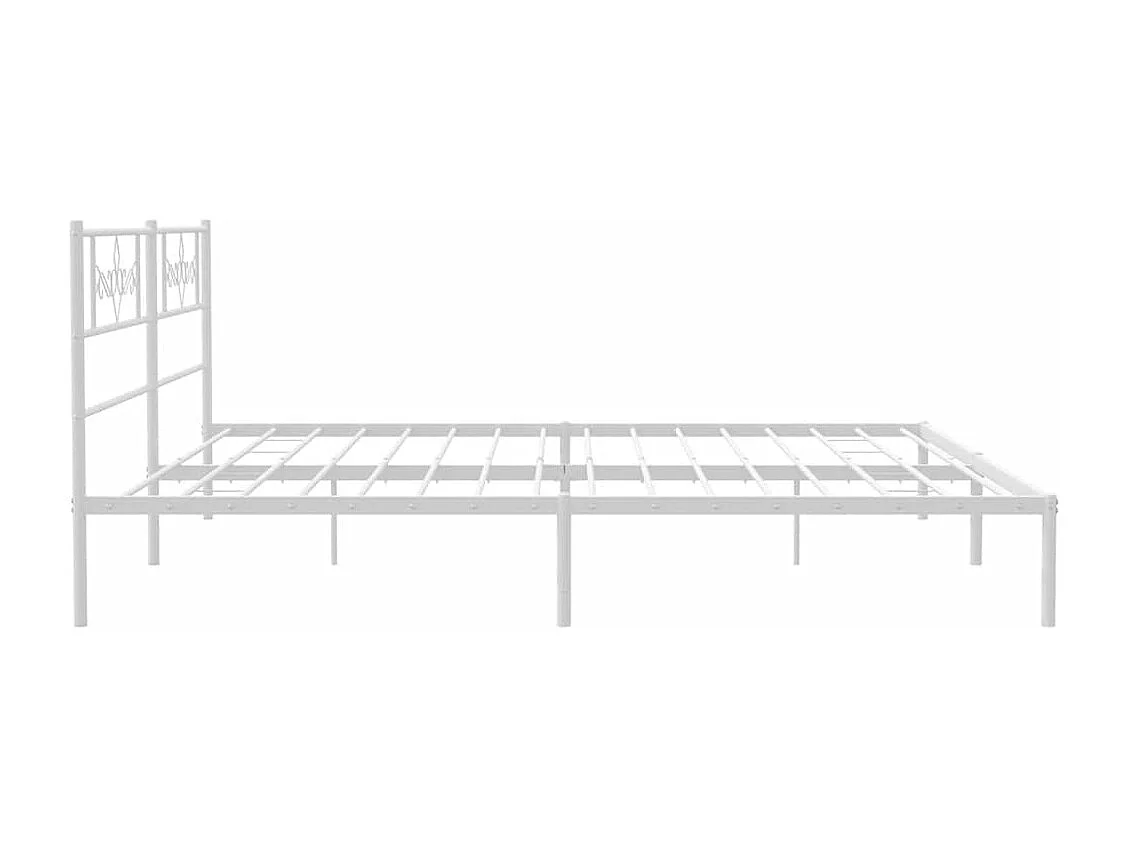 Cadre de lit métal sans matelas et tête de lit blanc 183x213 cm