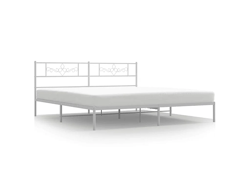 Bedframe met hoofdbord metaal wit 183x213 cm