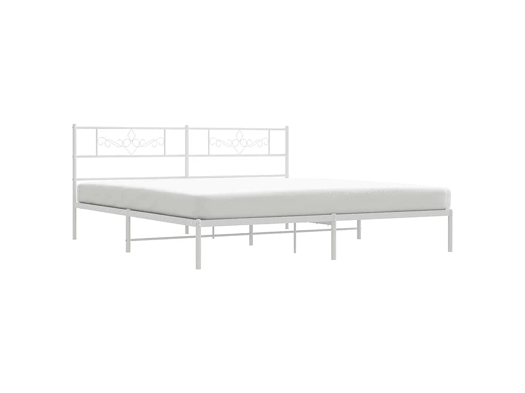 Bedframe met hoofdbord metaal wit 183x213 cm