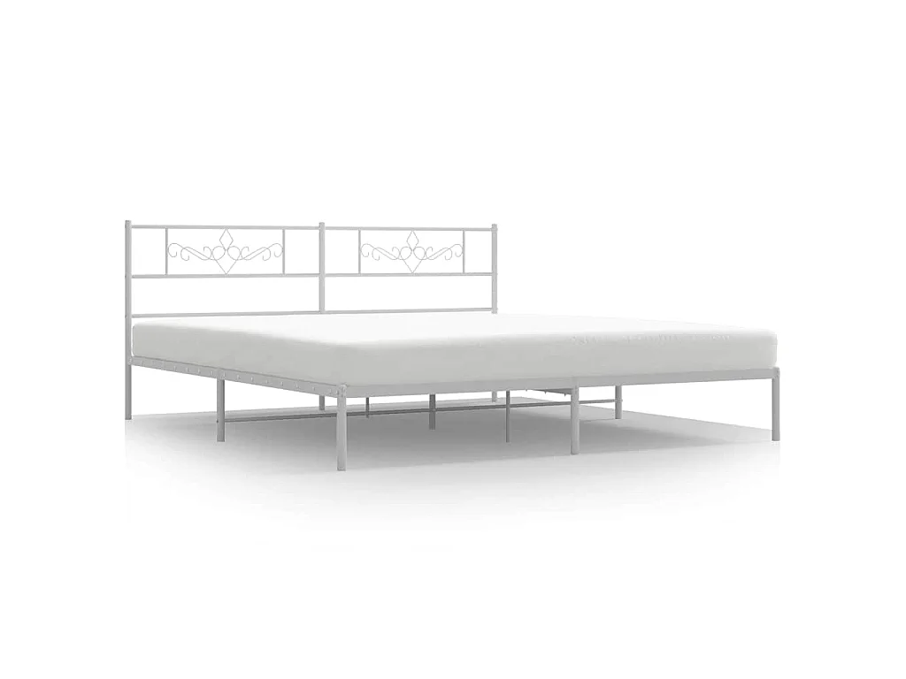 Cadre de lit métal sans matelas et tête de lit blanc 183x213 cm