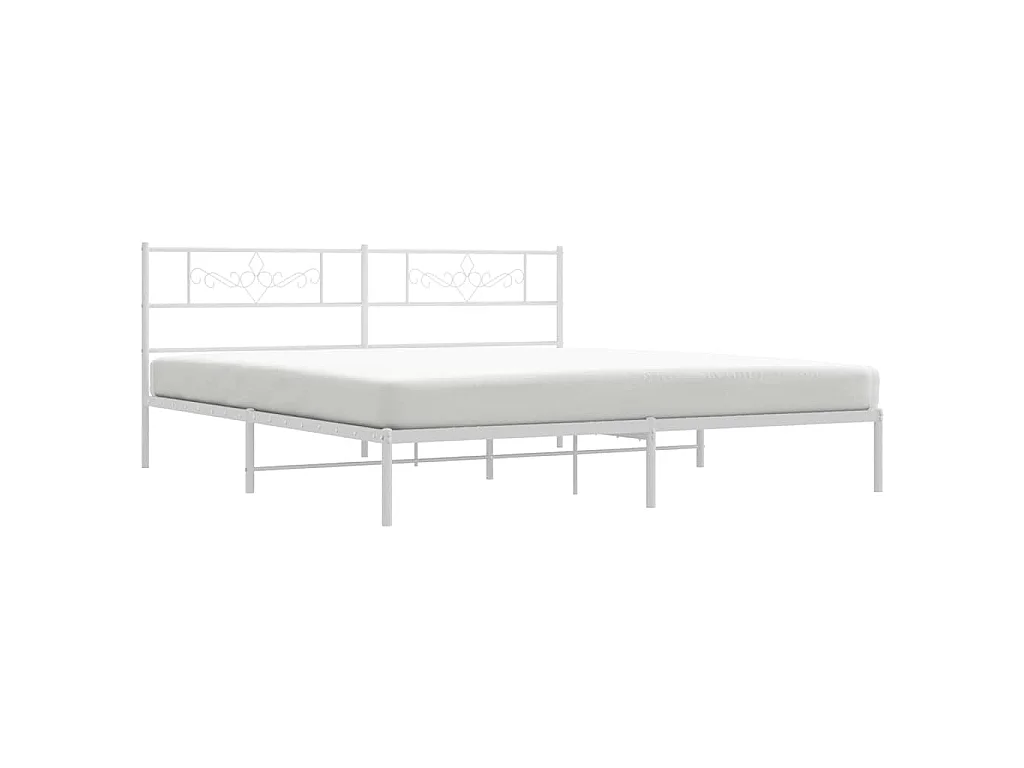 Cadre de lit métal sans matelas et tête de lit blanc 183x213 cm