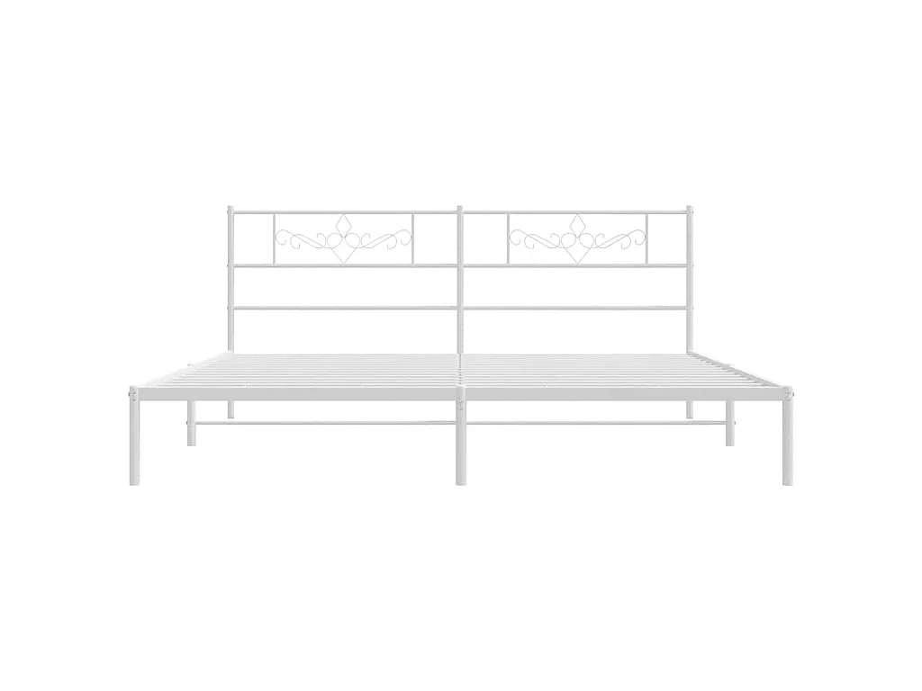 Cadre de lit métal sans matelas et tête de lit blanc 183x213 cm
