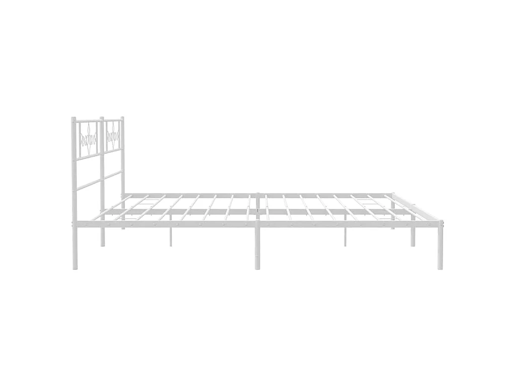 Cadre de lit métal sans matelas et tête de lit blanc 183x213 cm