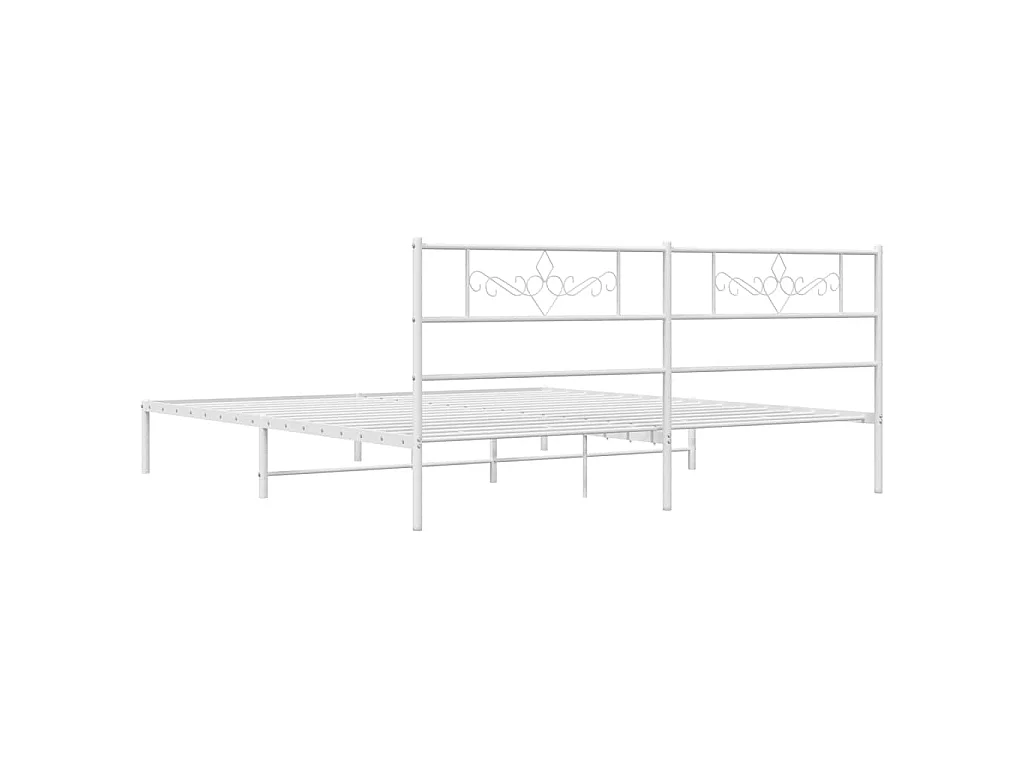 Cadre de lit métal sans matelas et tête de lit blanc 183x213 cm