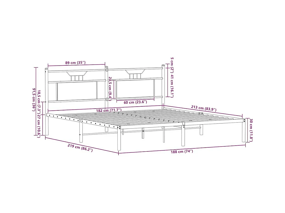 Bettgestell ohne Matratze Räuchereiche 183x213 cm Holzwerkstoff