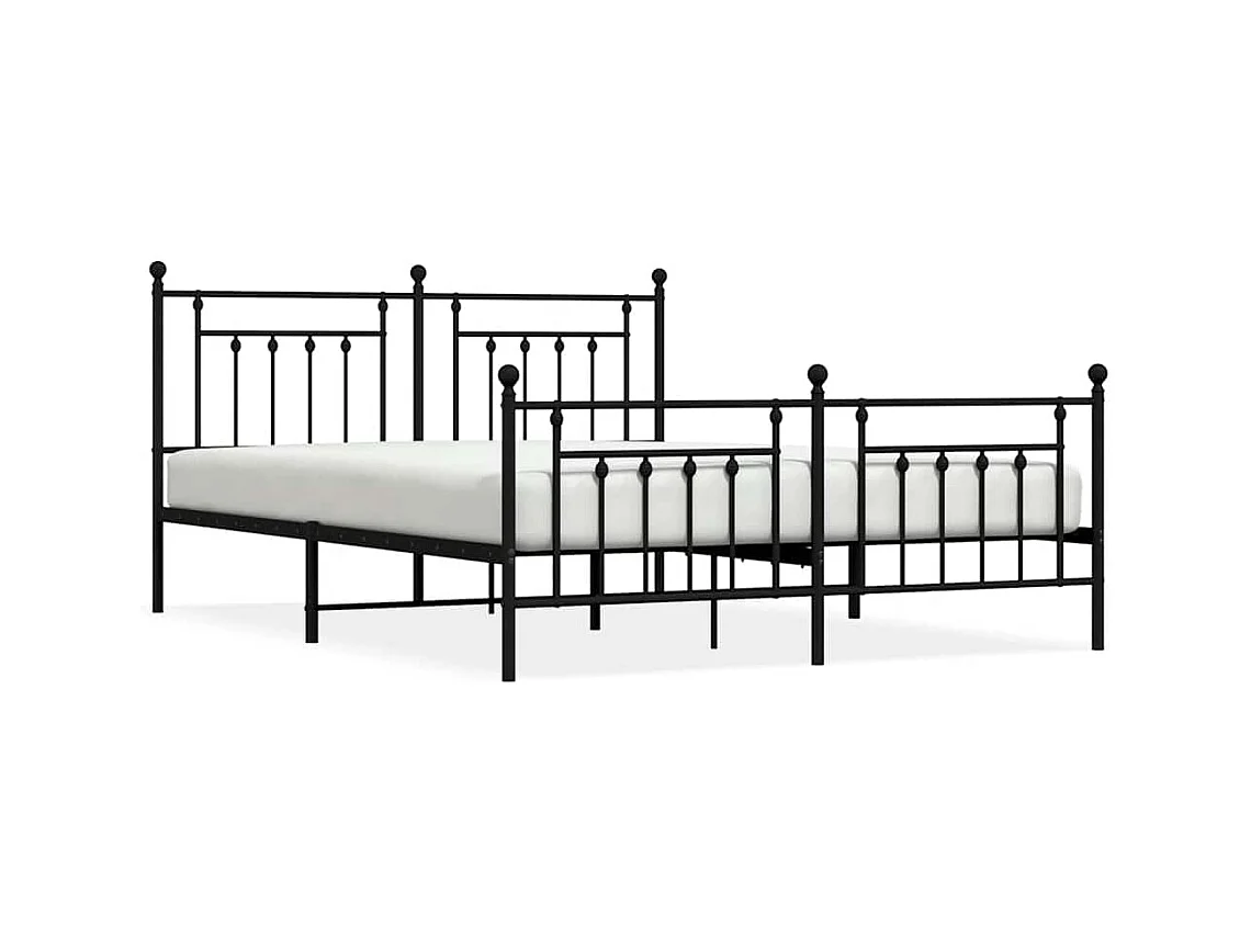 Cadre de lit métal sans matelas avec pied de lit noir 183x213cm