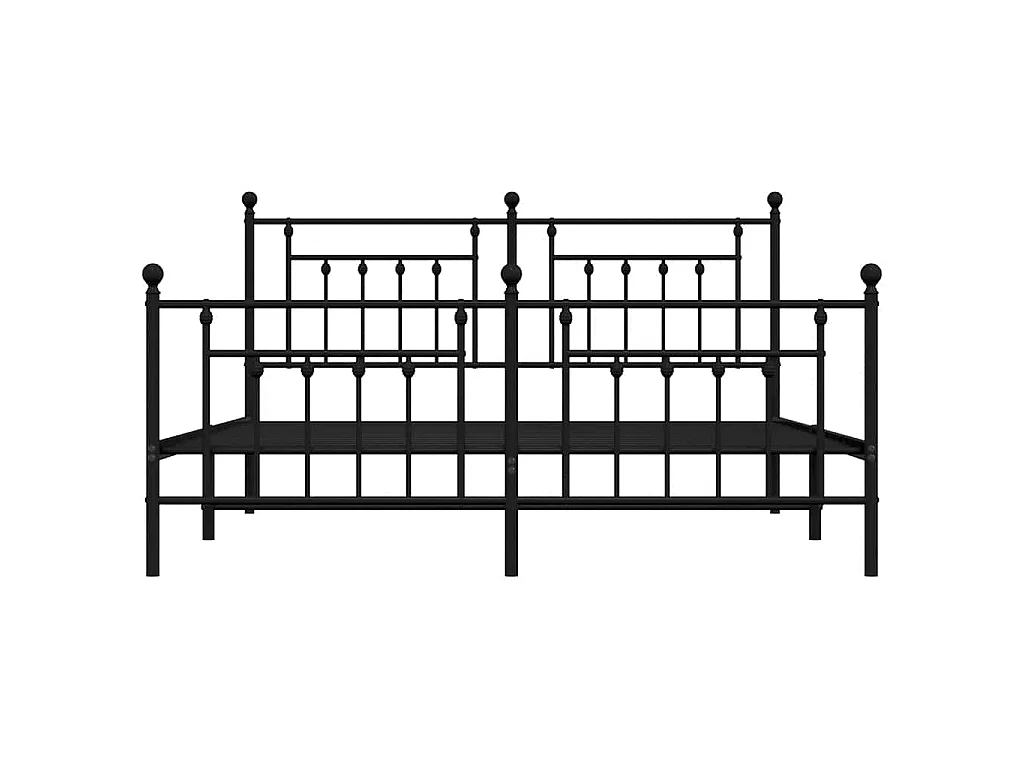 Cadre de lit métal sans matelas avec pied de lit noir 183x213cm