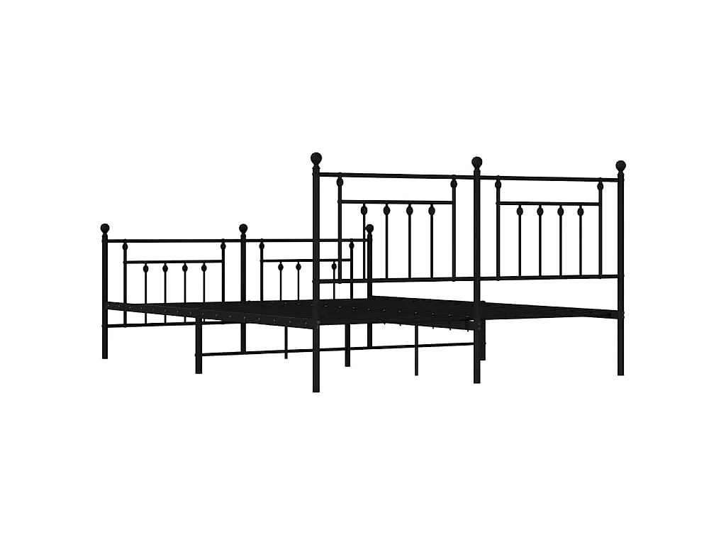 Cadre de lit métal sans matelas avec pied de lit noir 183x213cm