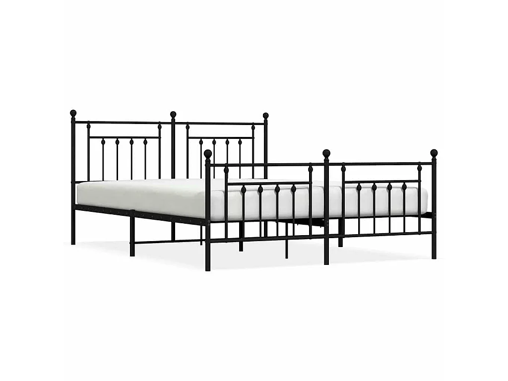Cadre de lit métal sans matelas avec pied de lit noir 183x213cm
