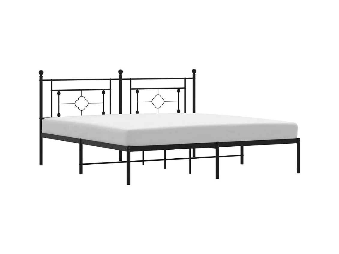 Cadre de lit métal sans matelas avec tête de lit noir 183x213cm