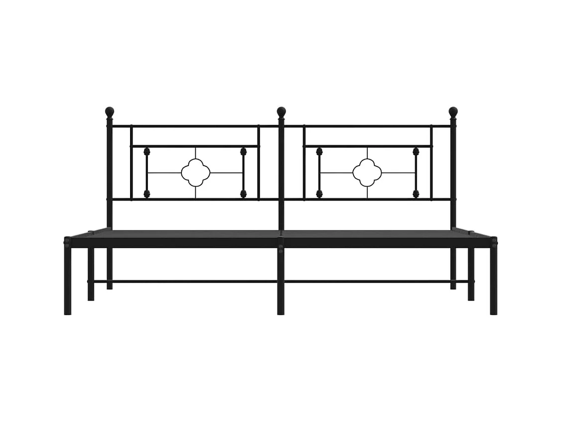 Cadre de lit métal sans matelas avec tête de lit noir 183x213cm