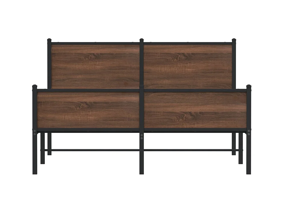 Cadre de lit en métal sans matelas chêne marron 137x190 cm