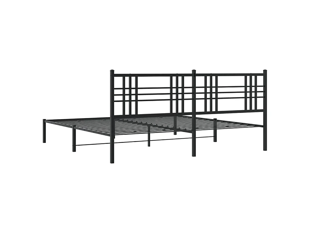 Cadre de lit métal sans matelas avec tête de lit noir 183x213cm