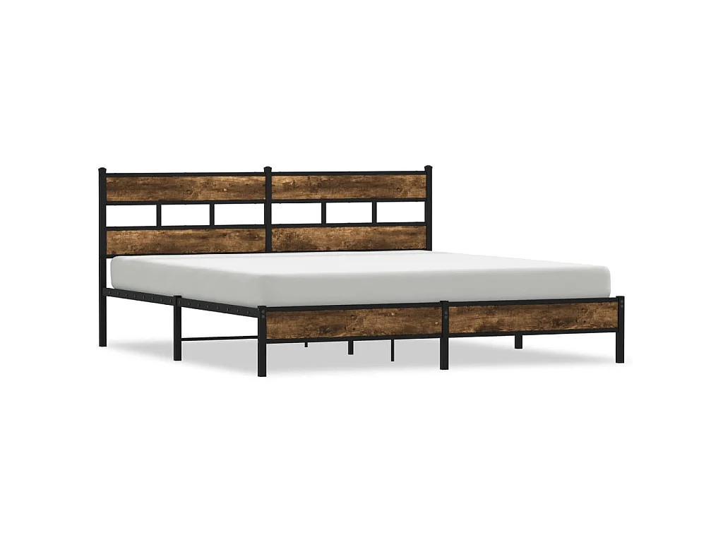 Cadre de lit en métal sans matelas chêne fumé 183x213 cm