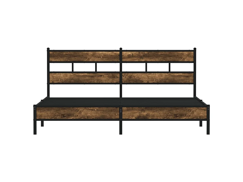 Cadre de lit en métal sans matelas chêne fumé 183x213 cm