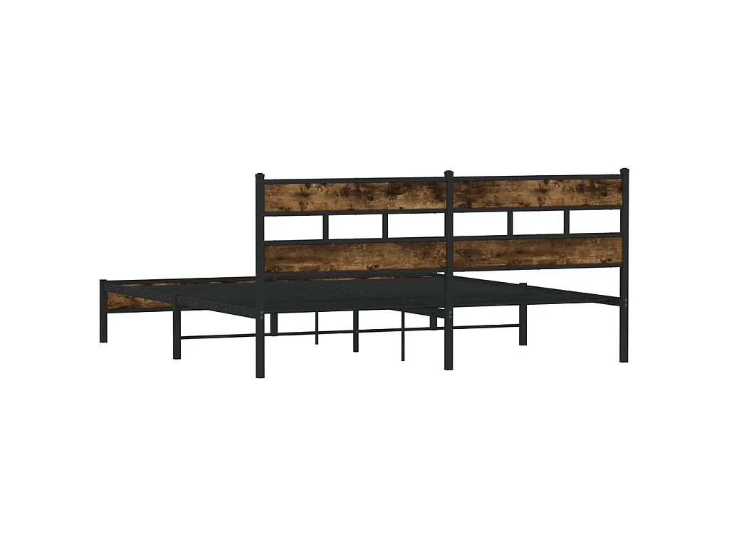Cadre de lit en métal sans matelas chêne fumé 183x213 cm