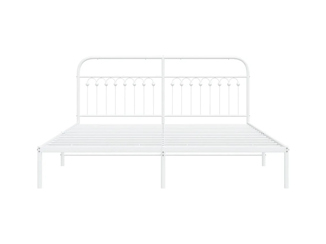 Bettgestell mit Kopfteil Metall Weiß 183x203 cm