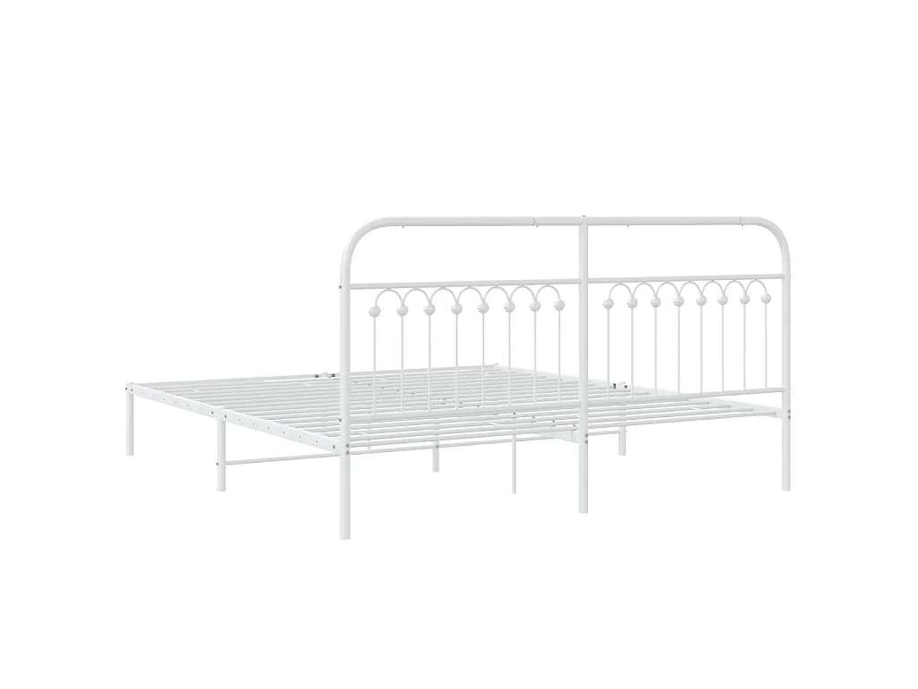 Estructura cama sin colchón con cabecero metal blanco 183x203cm