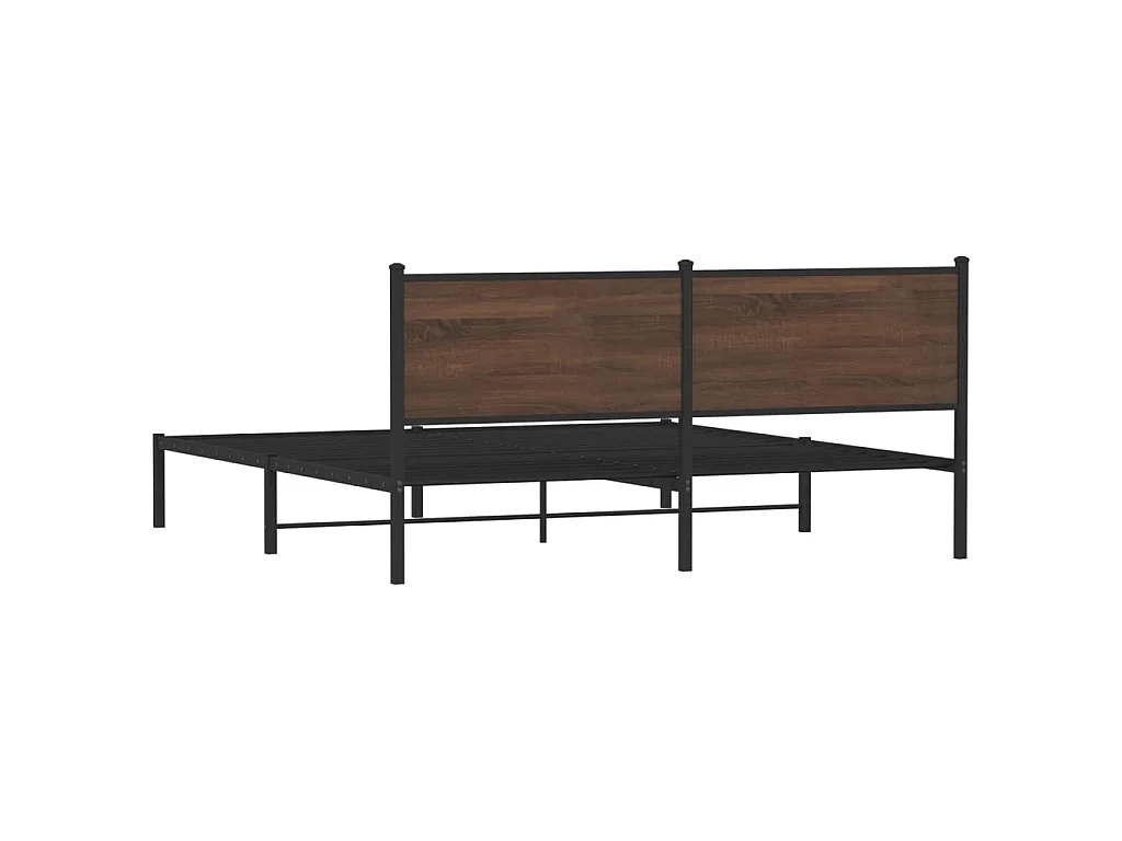 Estructura de cama sin colchón metal roble marrón 183x213 cm