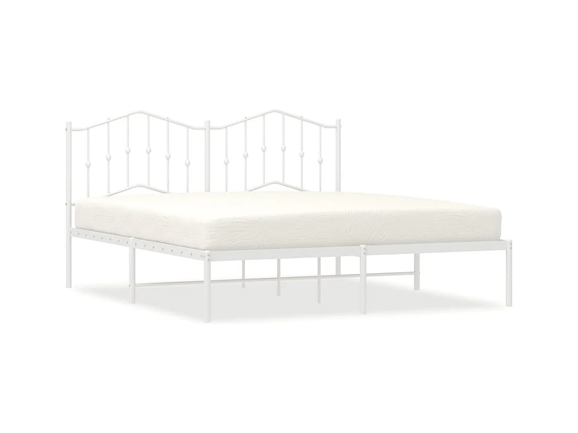 Cadre de lit métal sans matelas et tête de lit blanc 183x213 cm
