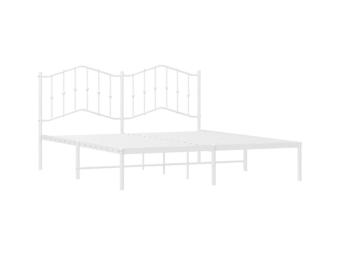 Cadre de lit métal sans matelas et tête de lit blanc 183x213 cm