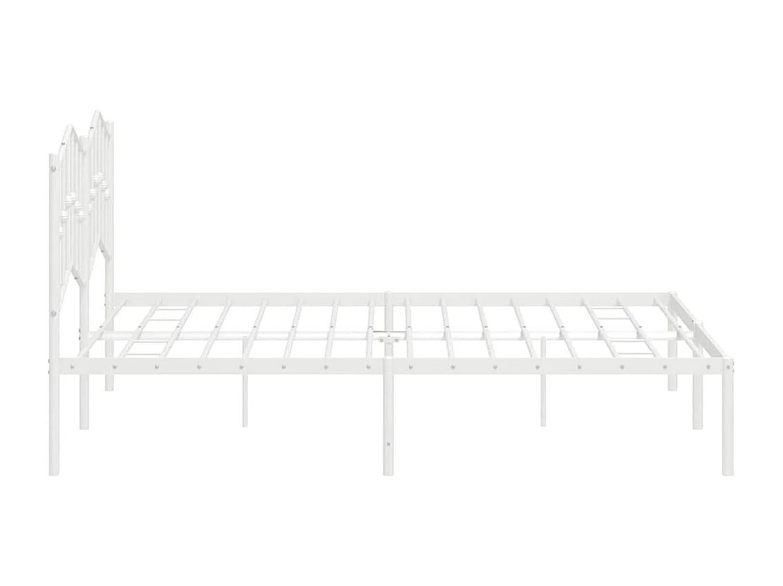 Cadre de lit métal sans matelas et tête de lit blanc 183x213 cm
