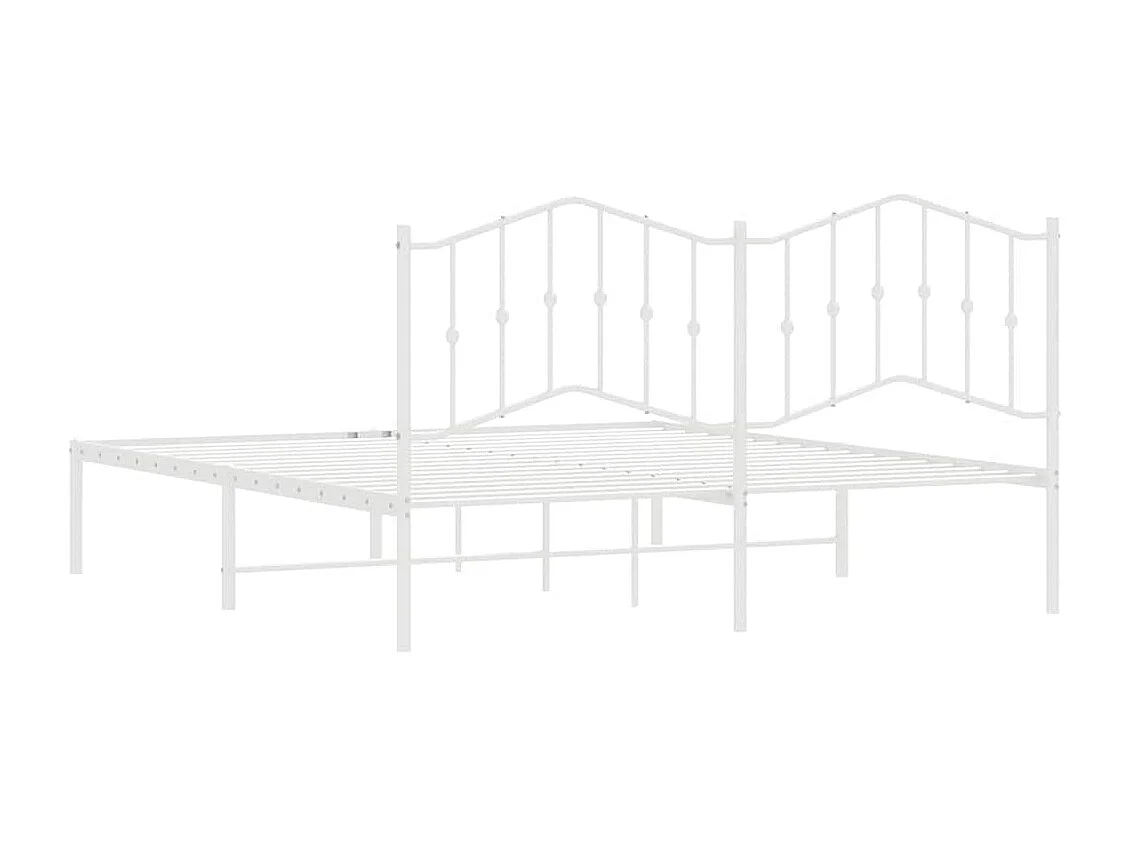 Cadre de lit métal sans matelas et tête de lit blanc 183x213 cm