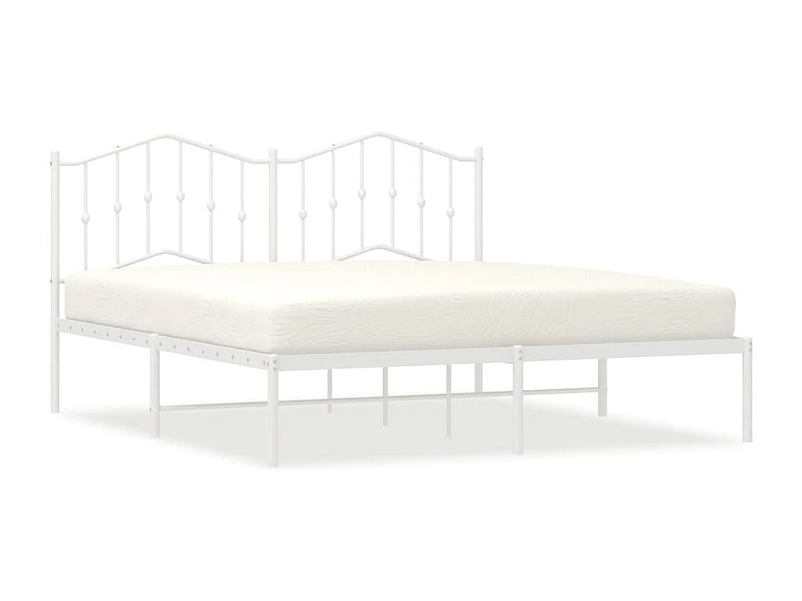 Cadre de lit métal sans matelas et tête de lit blanc 183x213 cm