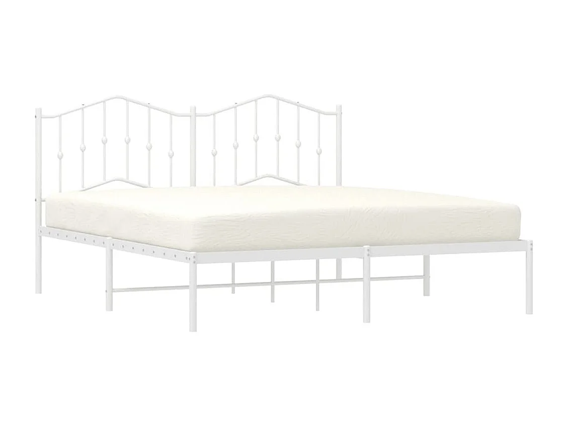 Cadre de lit métal sans matelas et tête de lit blanc 183x213 cm