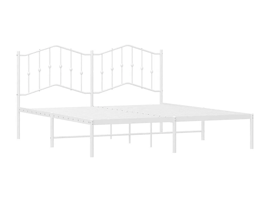 Cadre de lit métal sans matelas et tête de lit blanc 183x213 cm
