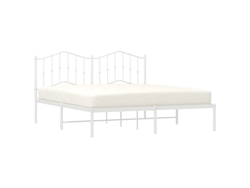 Cadre de lit métal sans matelas et tête de lit blanc 183x213 cm
