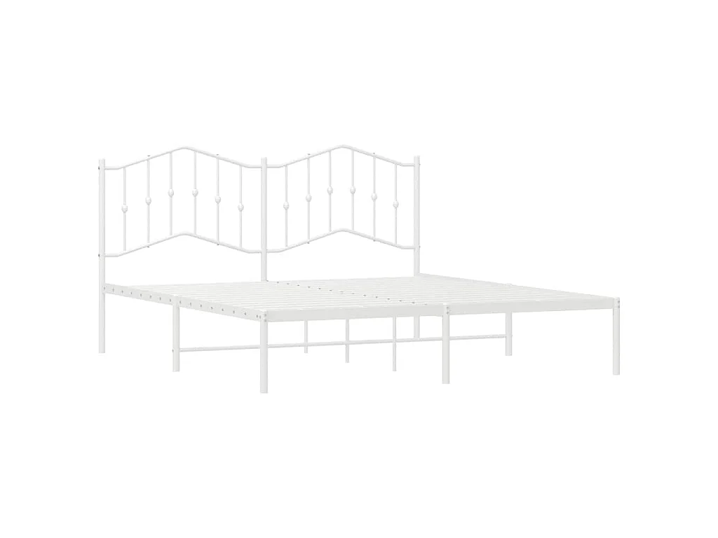 Cadre de lit métal sans matelas et tête de lit blanc 183x213 cm