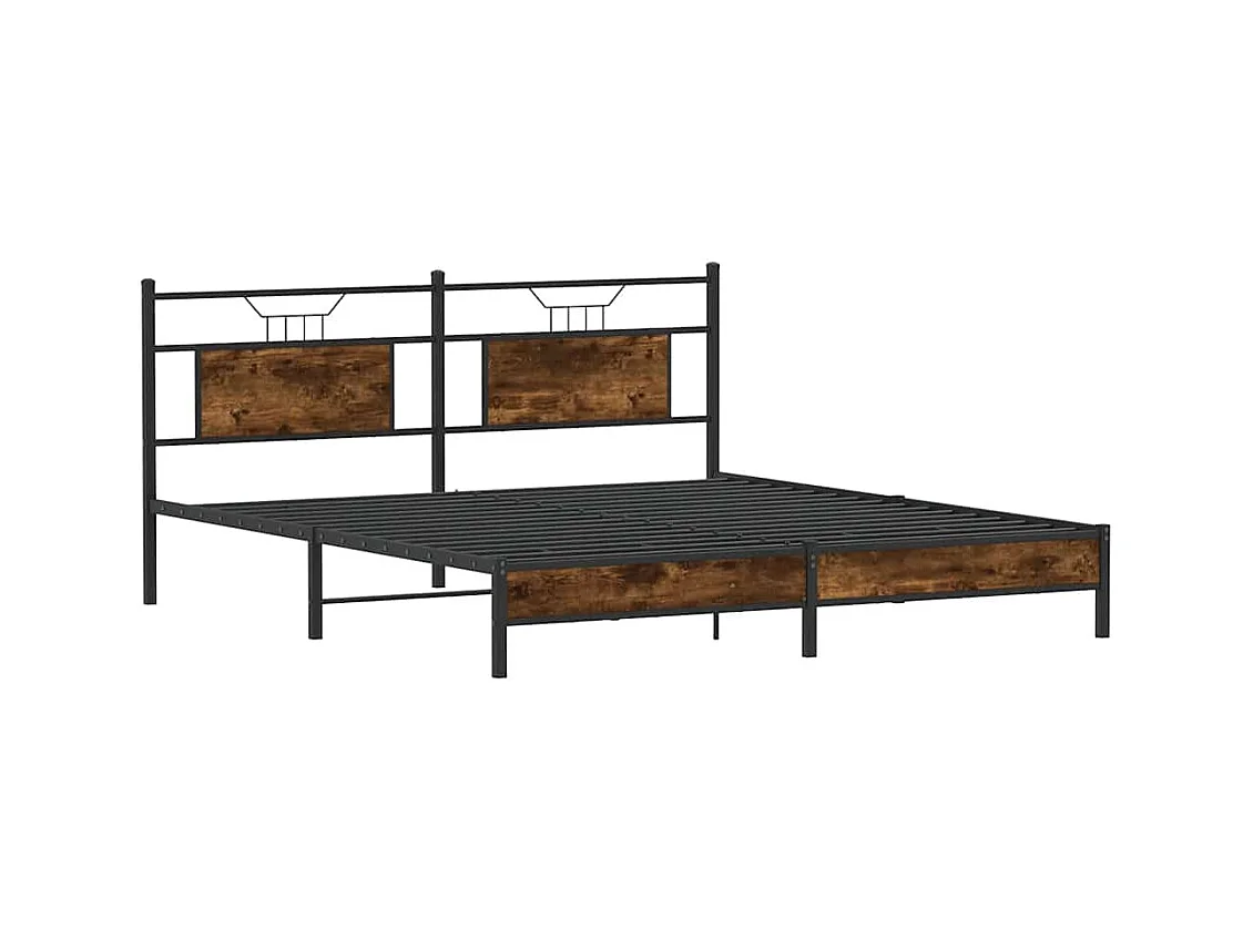 Cadre de lit sans matelas chêne fumé 183x203 cm bois ingénierie