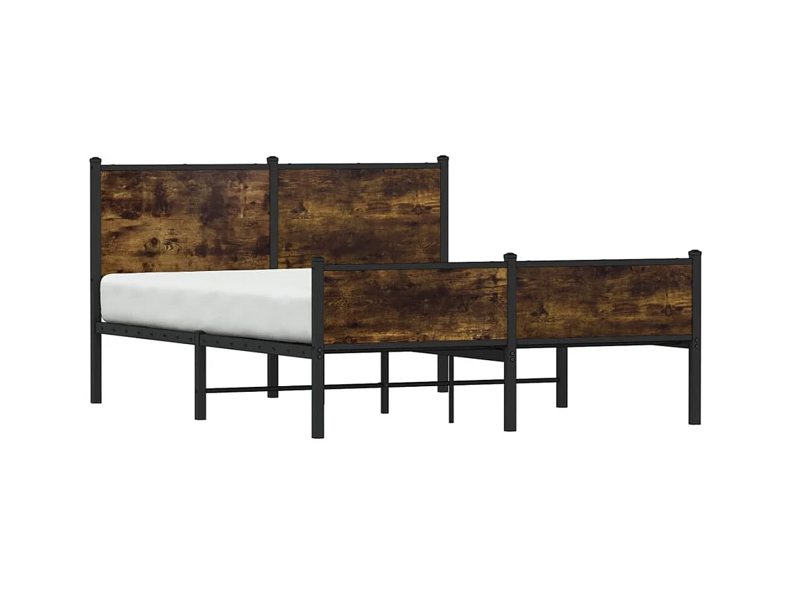 Cadre de lit en métal sans matelas chêne fumé 137x190 cm