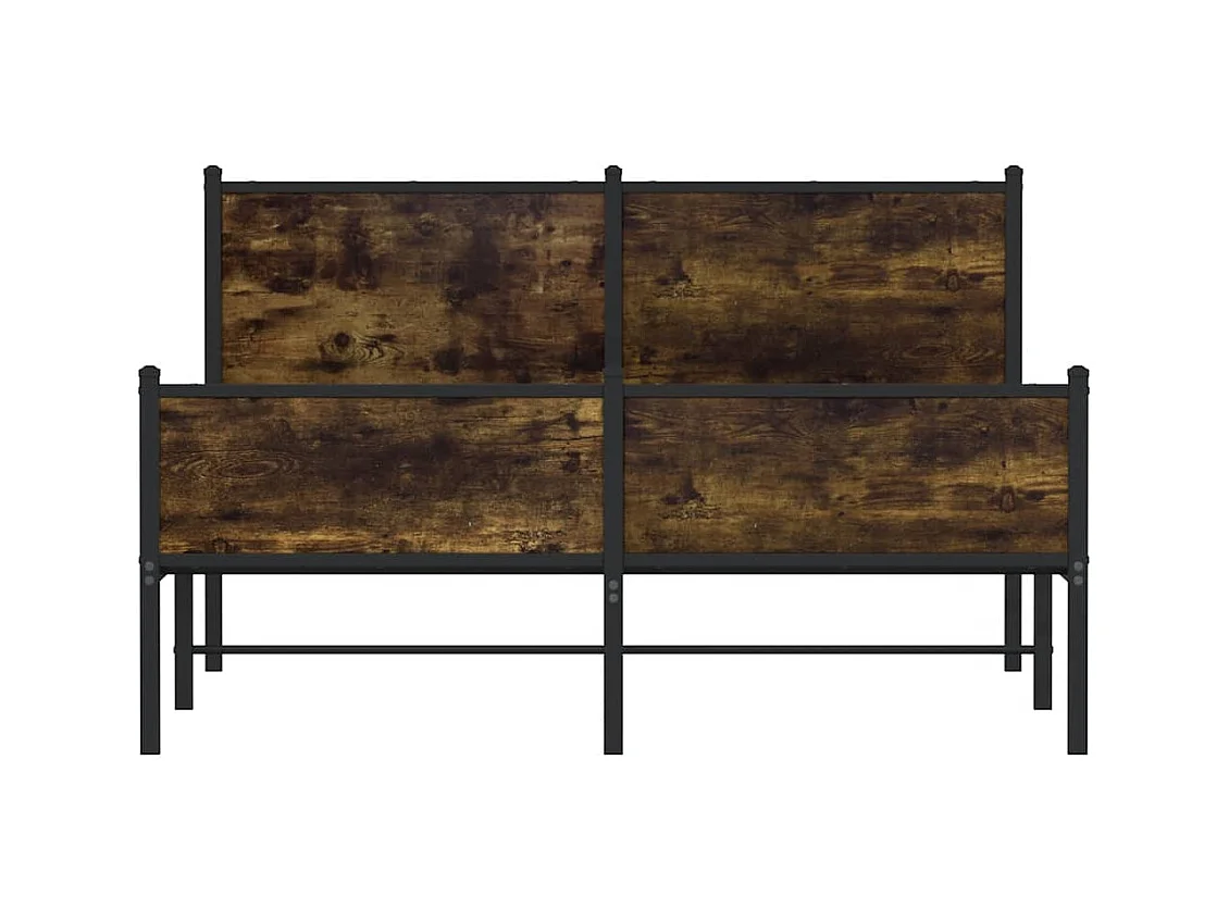Cadre de lit en métal sans matelas chêne fumé 137x190 cm