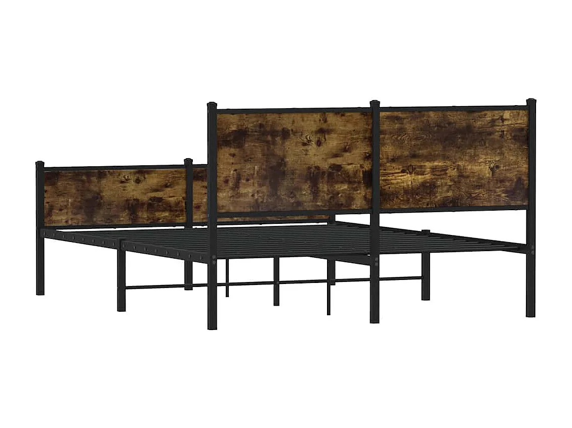 Cadre de lit en métal sans matelas chêne fumé 137x190 cm