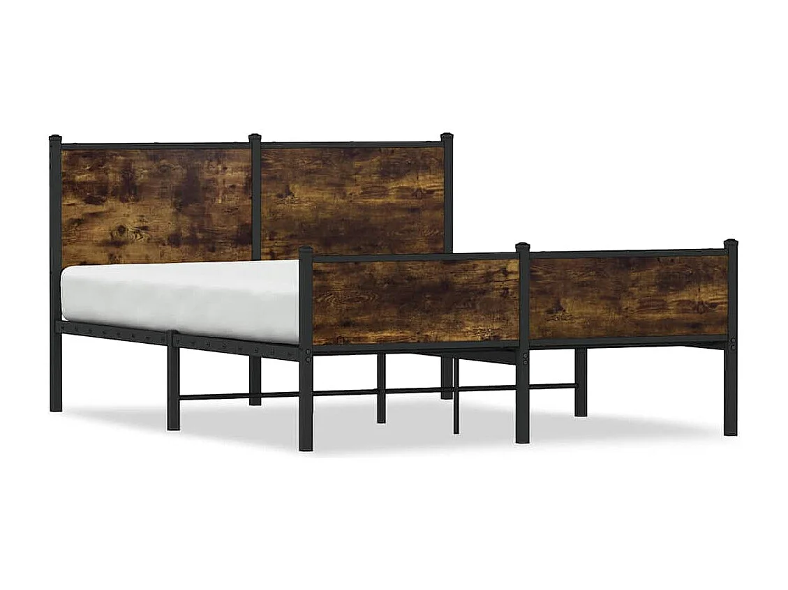 Metallbett ohne Matratze Räuchereiche 137x190 cm