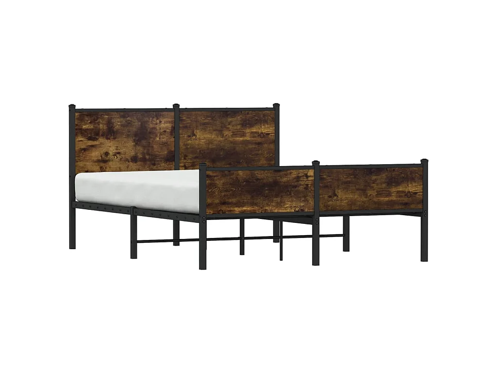 Cadre de lit en métal sans matelas chêne fumé 137x190 cm